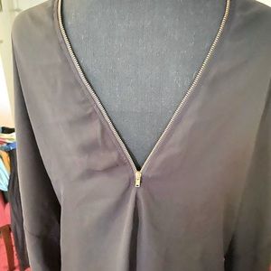 Black full zipper front and back top